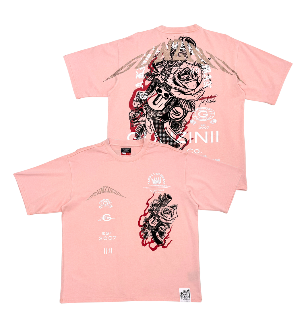 Gunzinii Gun & roses Pink Tshirt