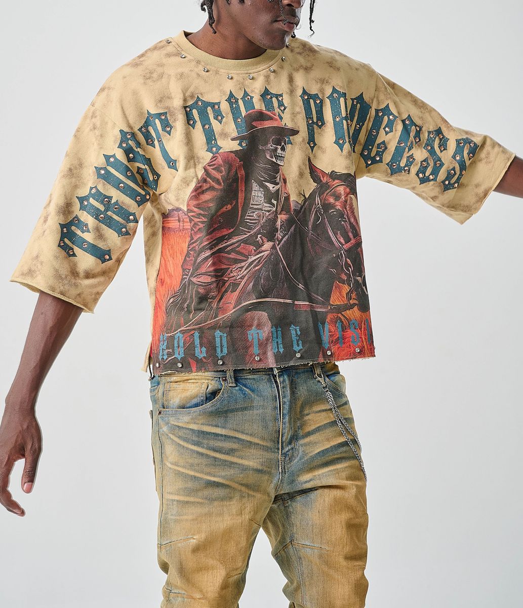 Taker CROPPED T-SHIRT WITH RHINESTONES