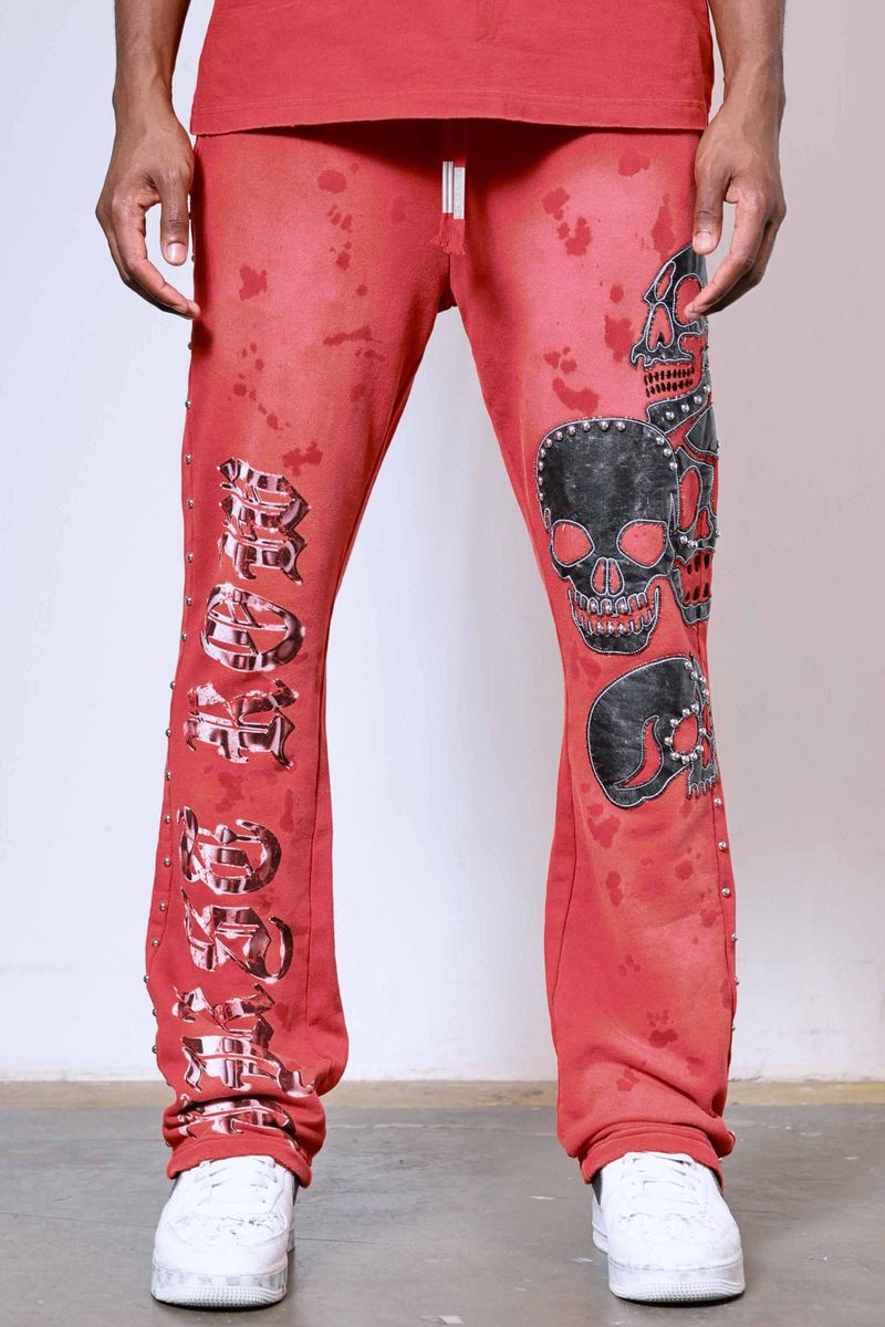 First Row WAKE UP AND BE FIERCE APPLIQUE STACK JOGGER