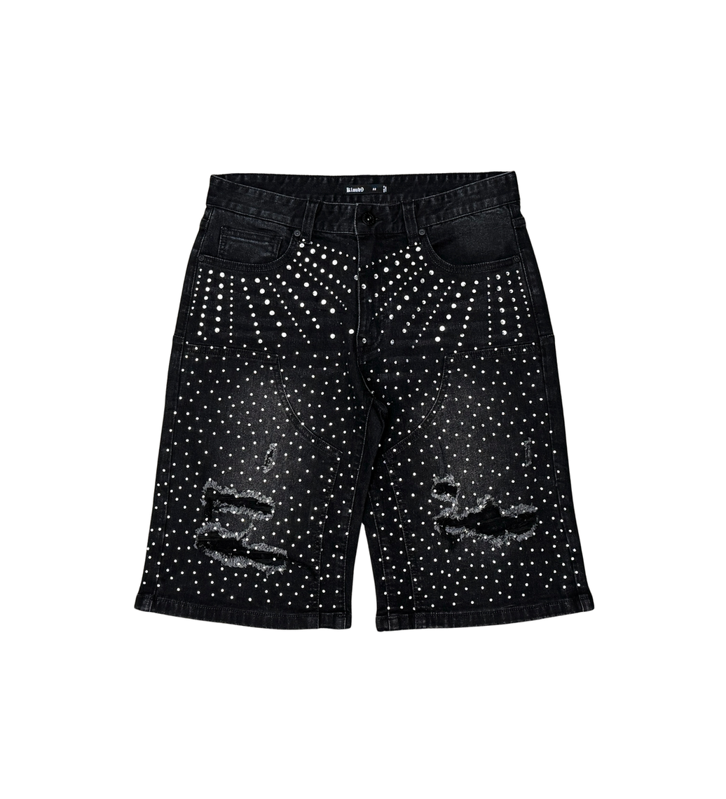 Kloud9 ALL OVER RHINESTONE DENIM SHORTS