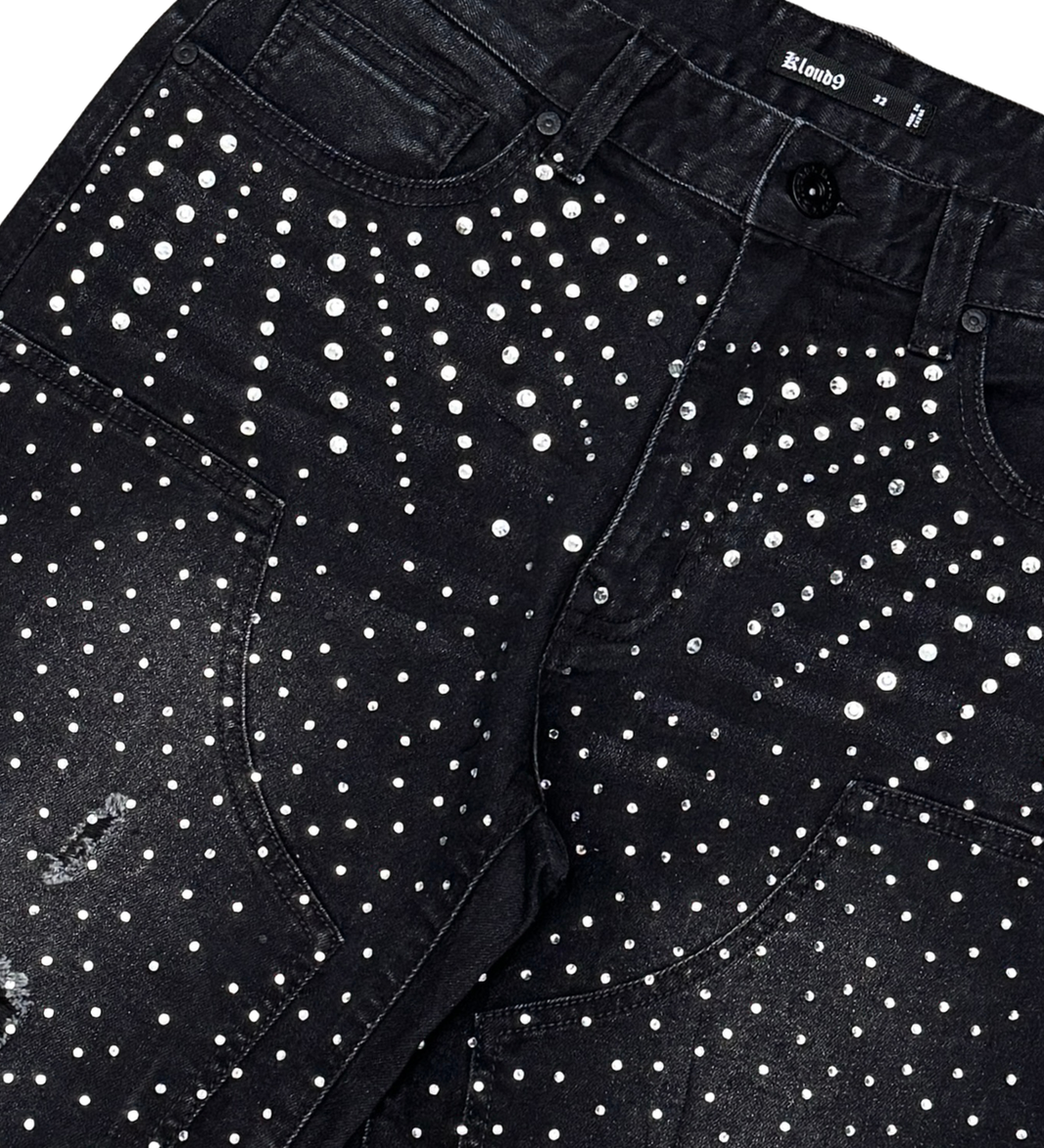 Kloud9 ALL OVER RHINESTONE DENIM SHORTS