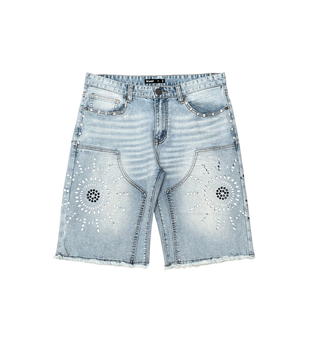 Kloud 9 DENIM SHORTS W/ MULTI SIZE RHINESTONES