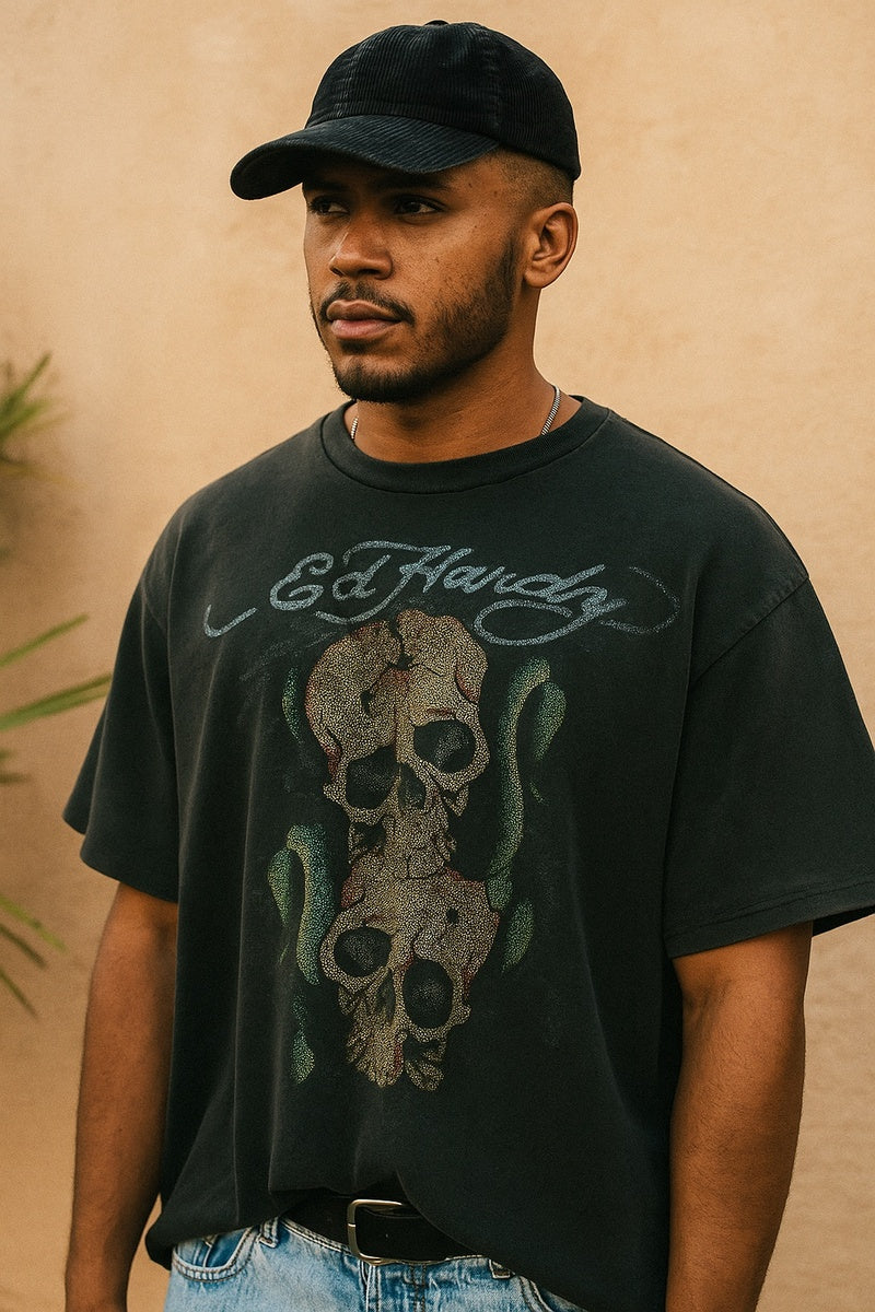 ED Hardy SKULL SNAKES BOXY TEE