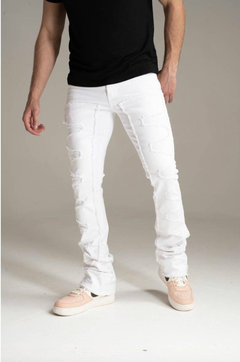SPARK STACK WHITE JEANS