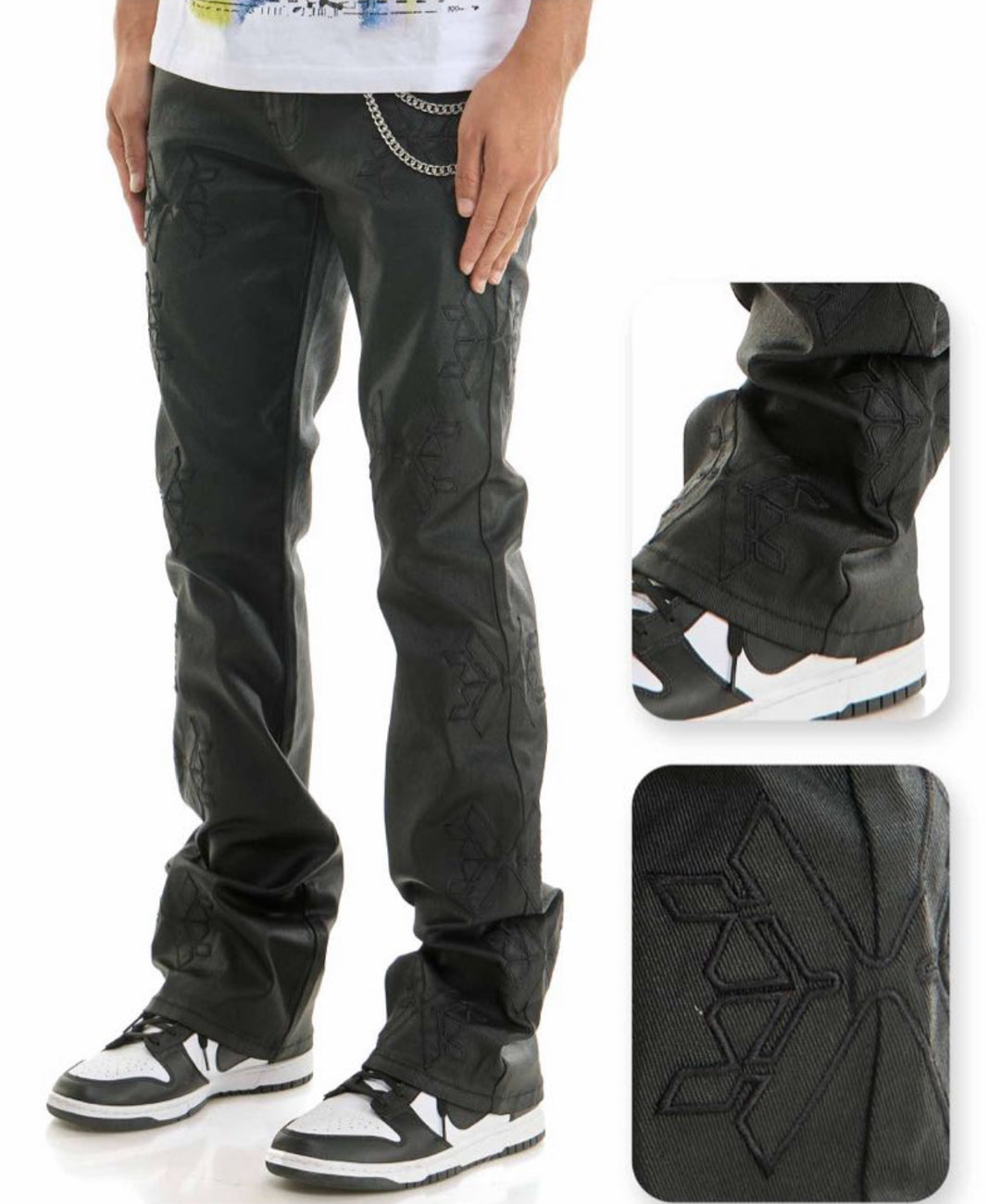 KDNK BLACK LOGO WAX JEANS SKINNY FLARE