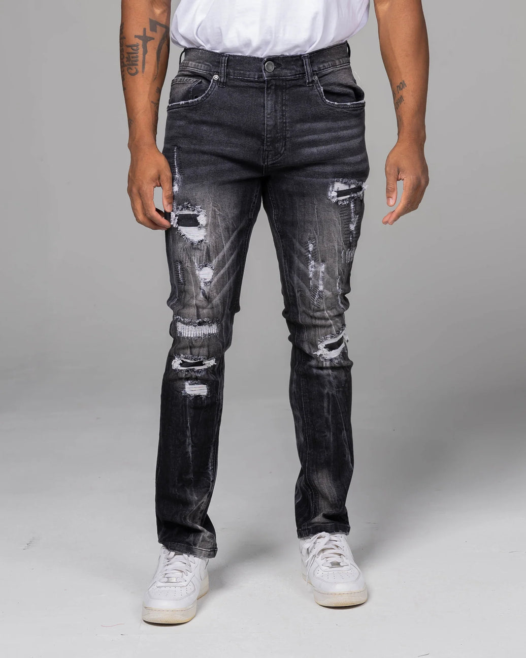 Evolution MEN'S SLIM DISTRESSED DENIM JEAN