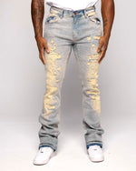 FWRD Men's Worn Down Stacked Flare Denim Jean