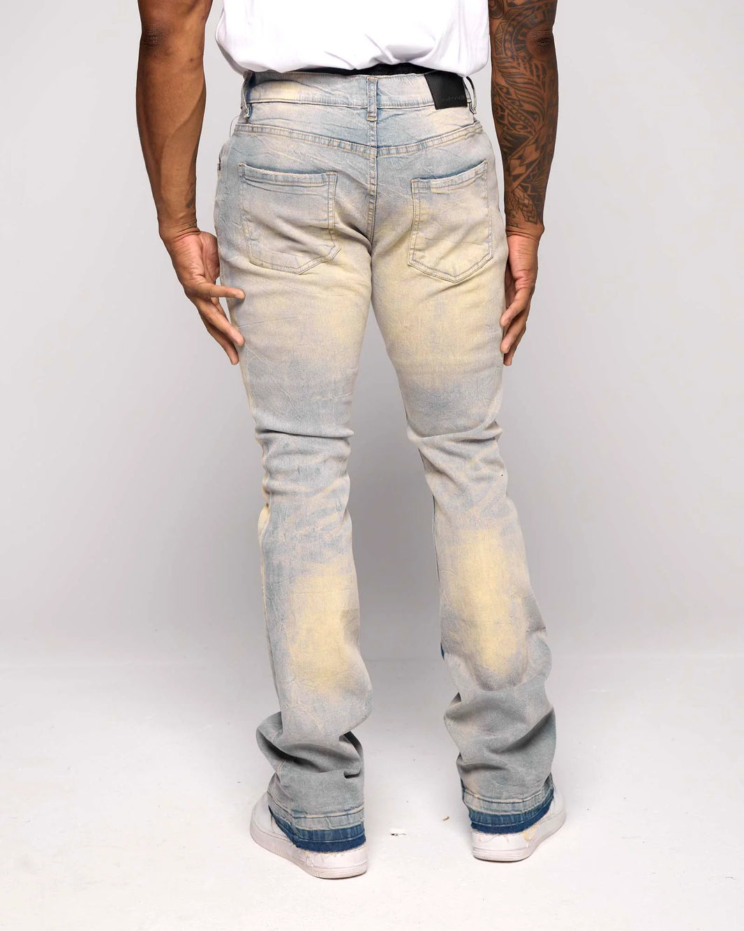 FWRD Men's Worn Down Stacked Flare Denim Jean