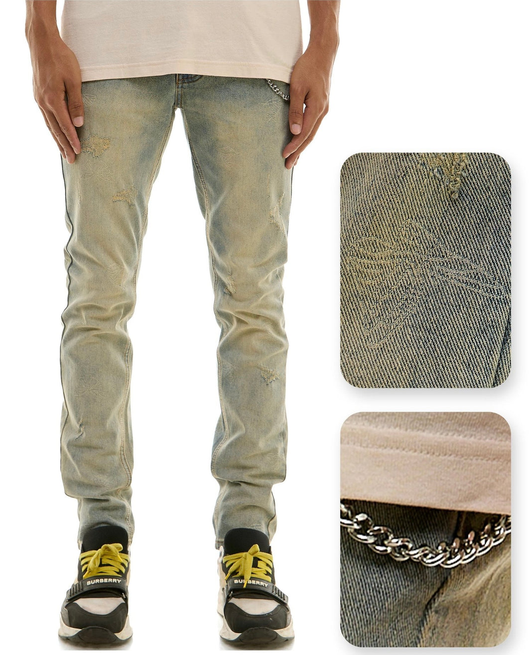 KDNK BUTTERFLY PRINT SKINNY JEANS