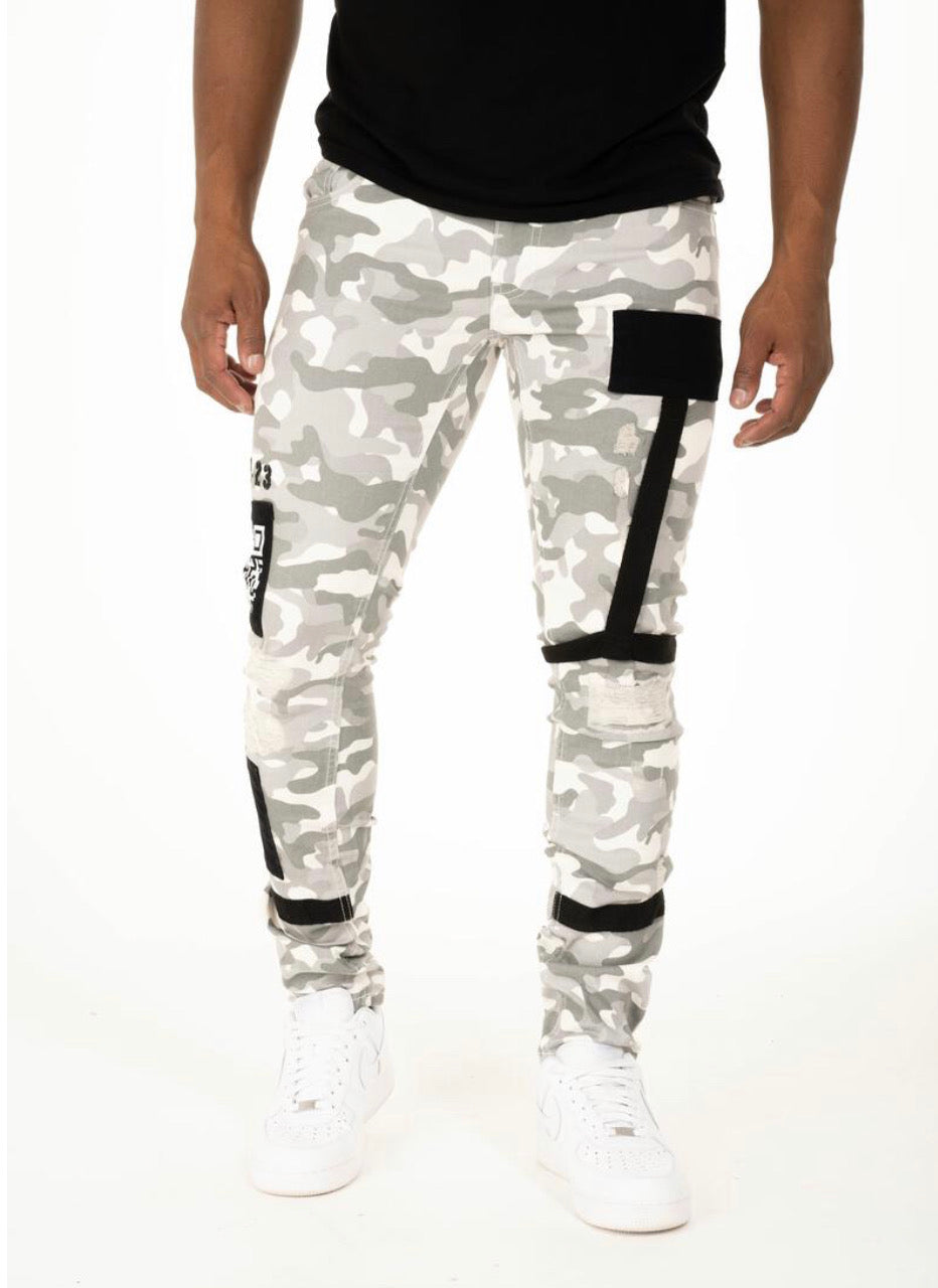 TAKER BIKER CARGO DENIM GRAY CAMOUFLAGE