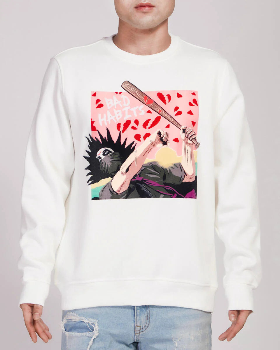 ROKU Bad Habits Heart Breaker Crew Neck - White