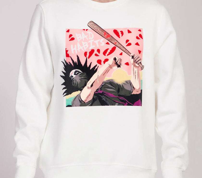 ROKU Bad Habits Heart Breaker Crew Neck - White