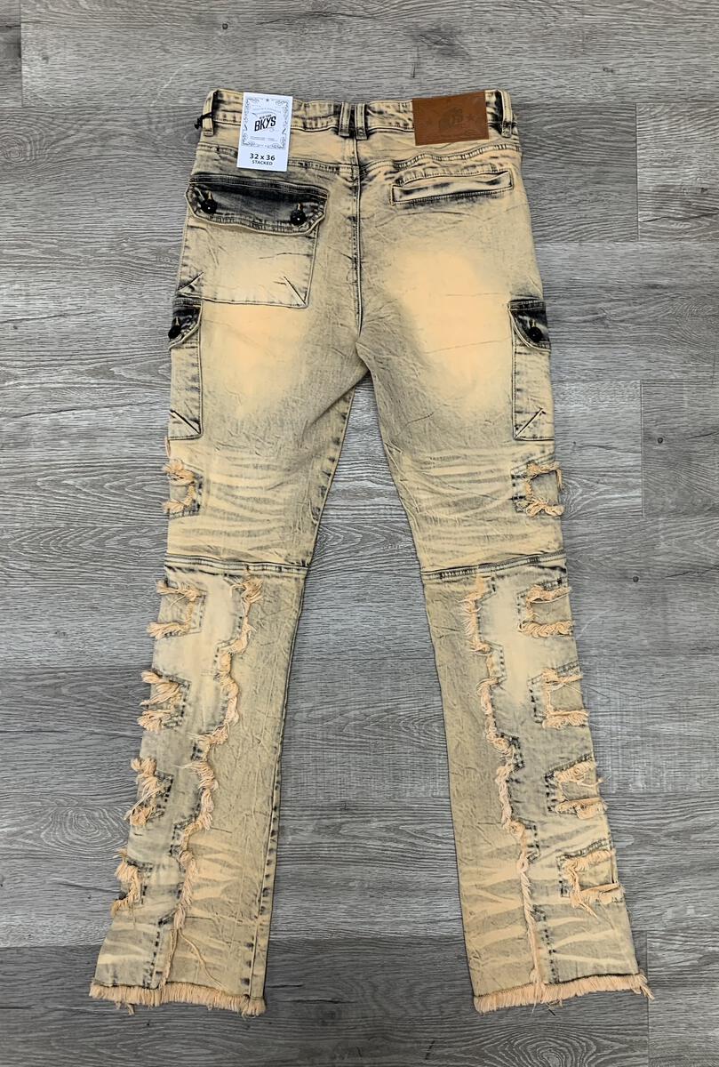 BKYS COLOR WASHED DENIM STACK PANTS