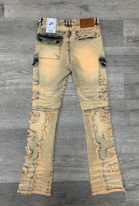 BKYS COLOR WASHED DENIM STACK PANTS