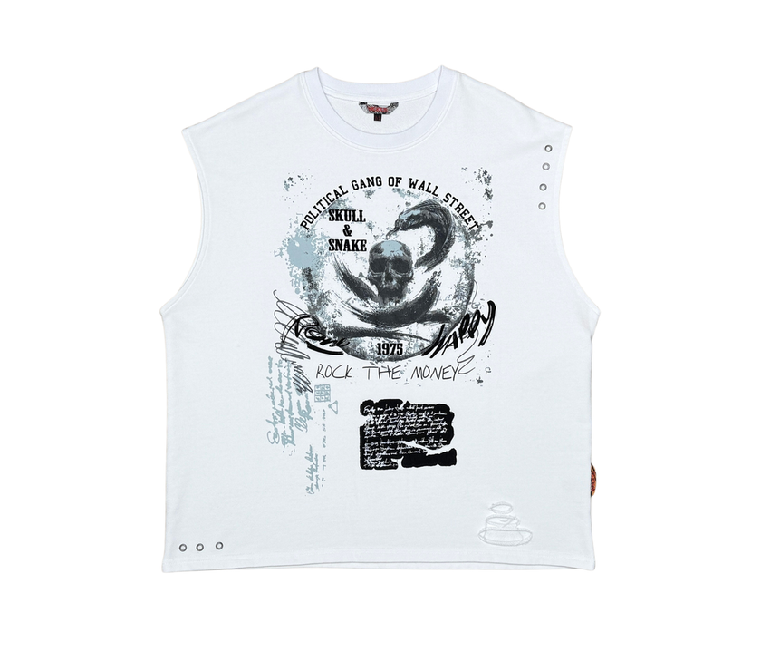 VICIOUS DISTRESSED OVERSIZE F. TERRY SLEEVELESS TEE