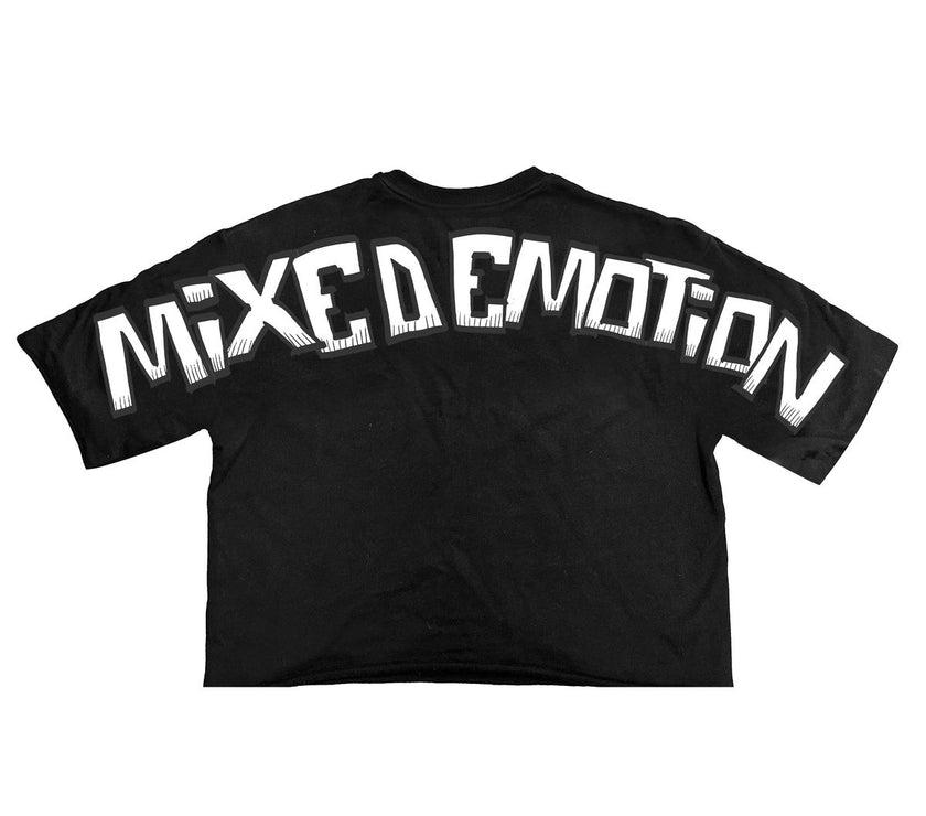 MIXED EMOTIONS Black “Monster” cropped Tee