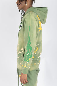 REBEL MINDS BLESSED BEYOND WASHED FLEECE STACKED PANTS & ZIP HOODIE