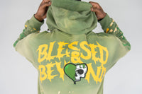 REBEL MINDS BLESSED BEYOND WASHED FLEECE STACKED PANTS & ZIP HOODIE