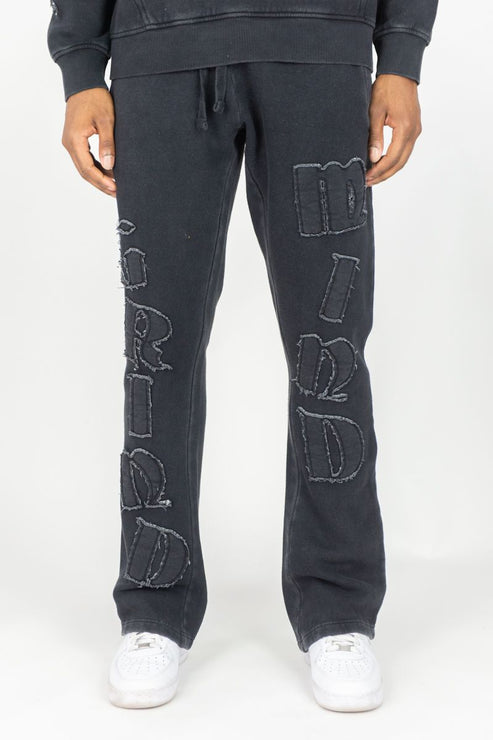 REBEL MINDS MIND GRIND WASHED FLEECE STACKED PANTS