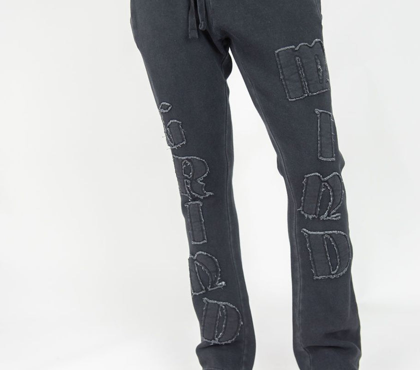 REBEL MINDS MIND GRIND WASHED FLEECE STACKED PANTS