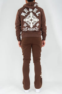 REBEL  MINDS CROSS FLEECE STACKED SET HOODIE & PANTS