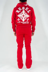 REBEL  MINDS CROSS FLEECE STACKED SET HOODIE & PANTS