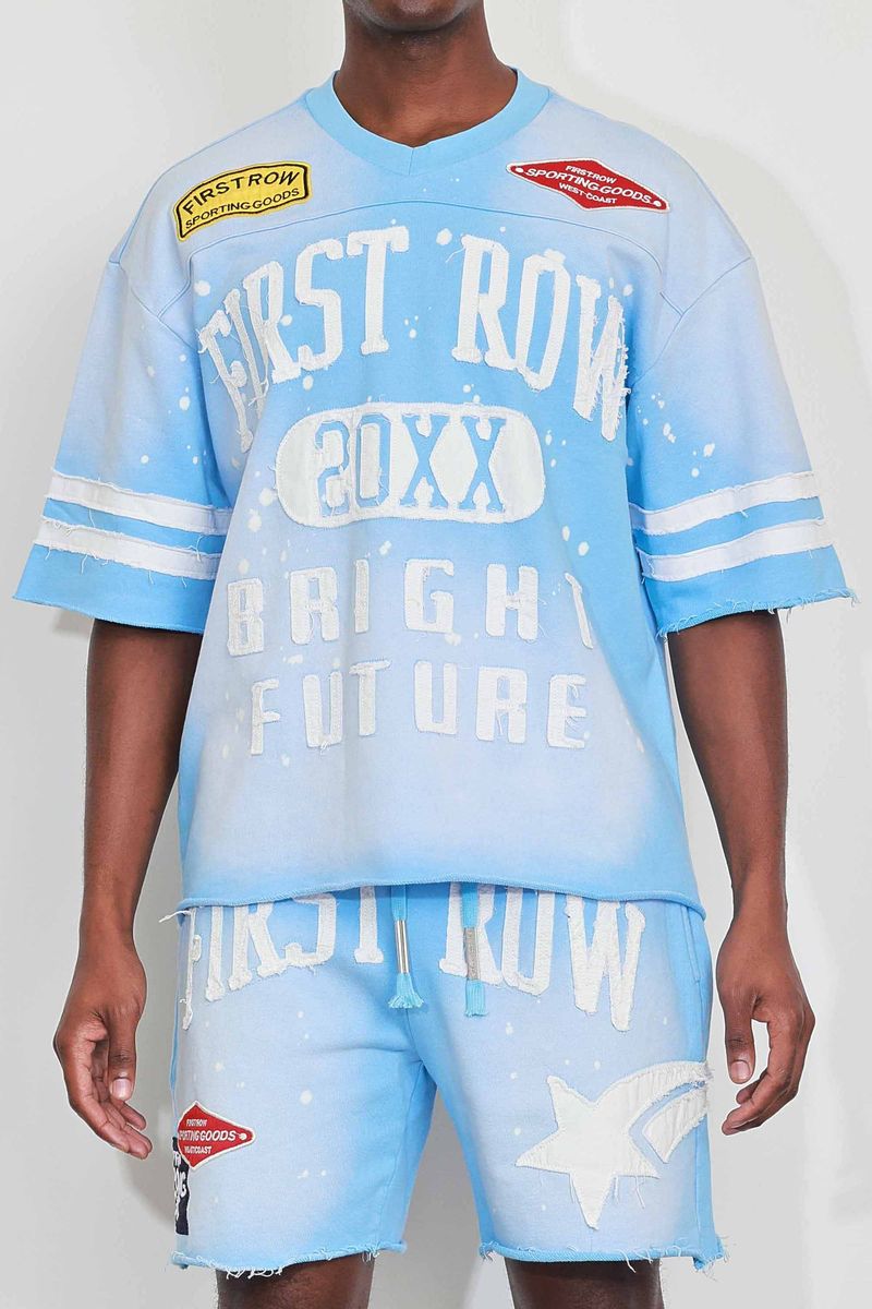 FIRST ROW WASHED BRIGHT FUTURE VARSITY 2PC SET SHIRT & SHORT