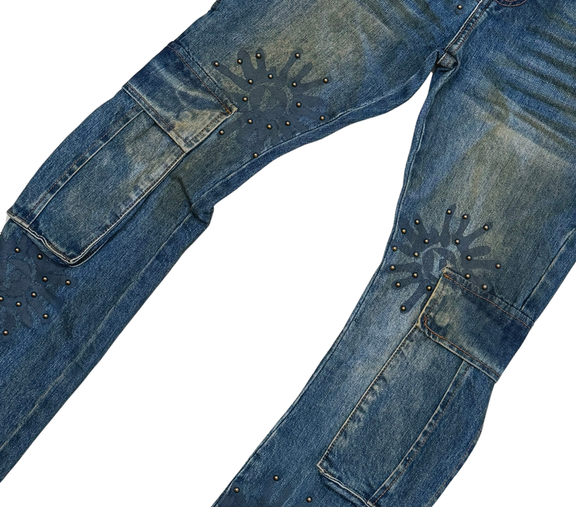 Vicious CARGO FLARE DENIM W/ STONE DETAILS