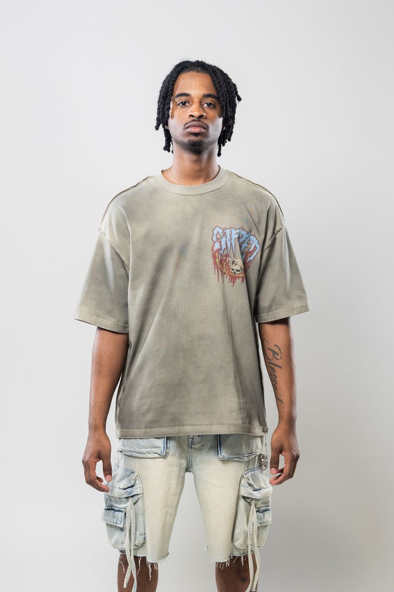 GFTD ENEMIES DIE BY FIRE OLIVE TEE