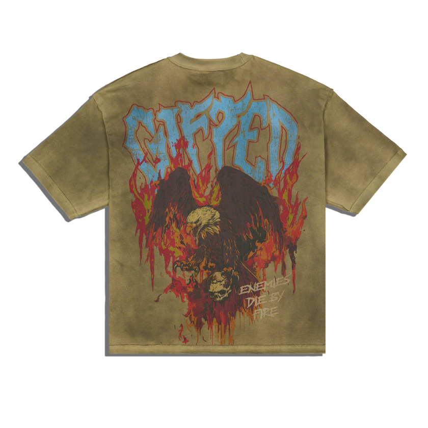 GFTD ENEMIES DIE BY FIRE OLIVE TEE