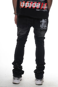 VICIOUS EMBELLISHED RHINESTONE FLARED DENIM