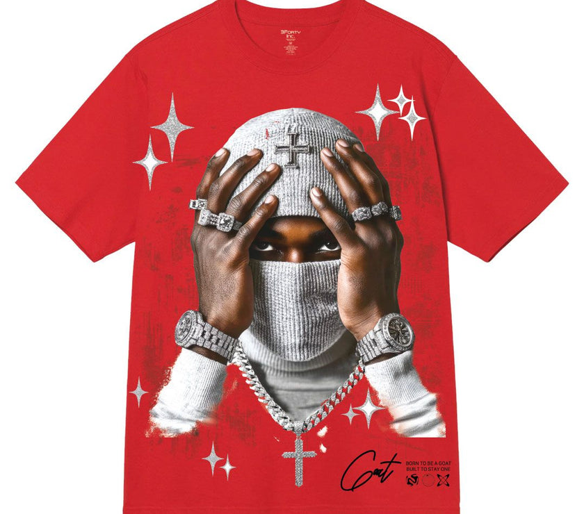 3Forty BIG & Tall GLITTERY MASK TEE