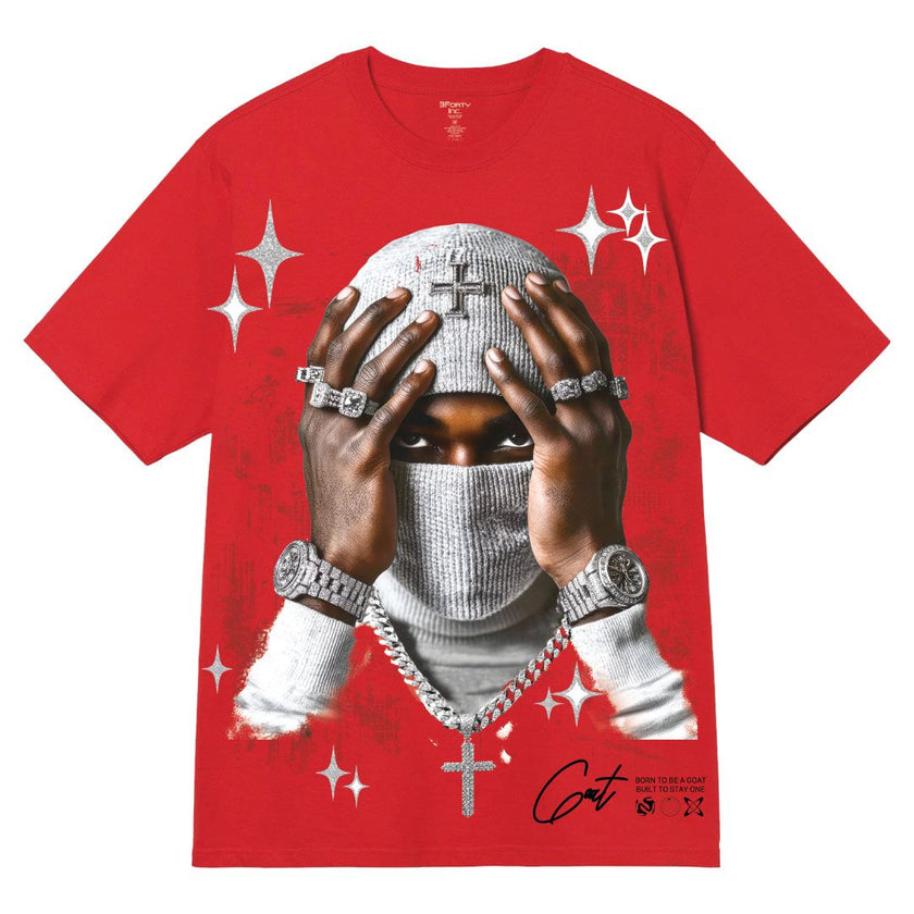 3Forty BIG & Tall GLITTERY MASK TEE