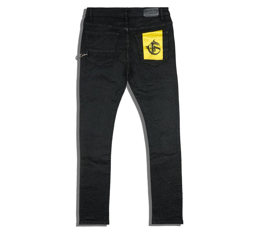 GFTD AMI BLACK Studded Jeans W Wallet Chain