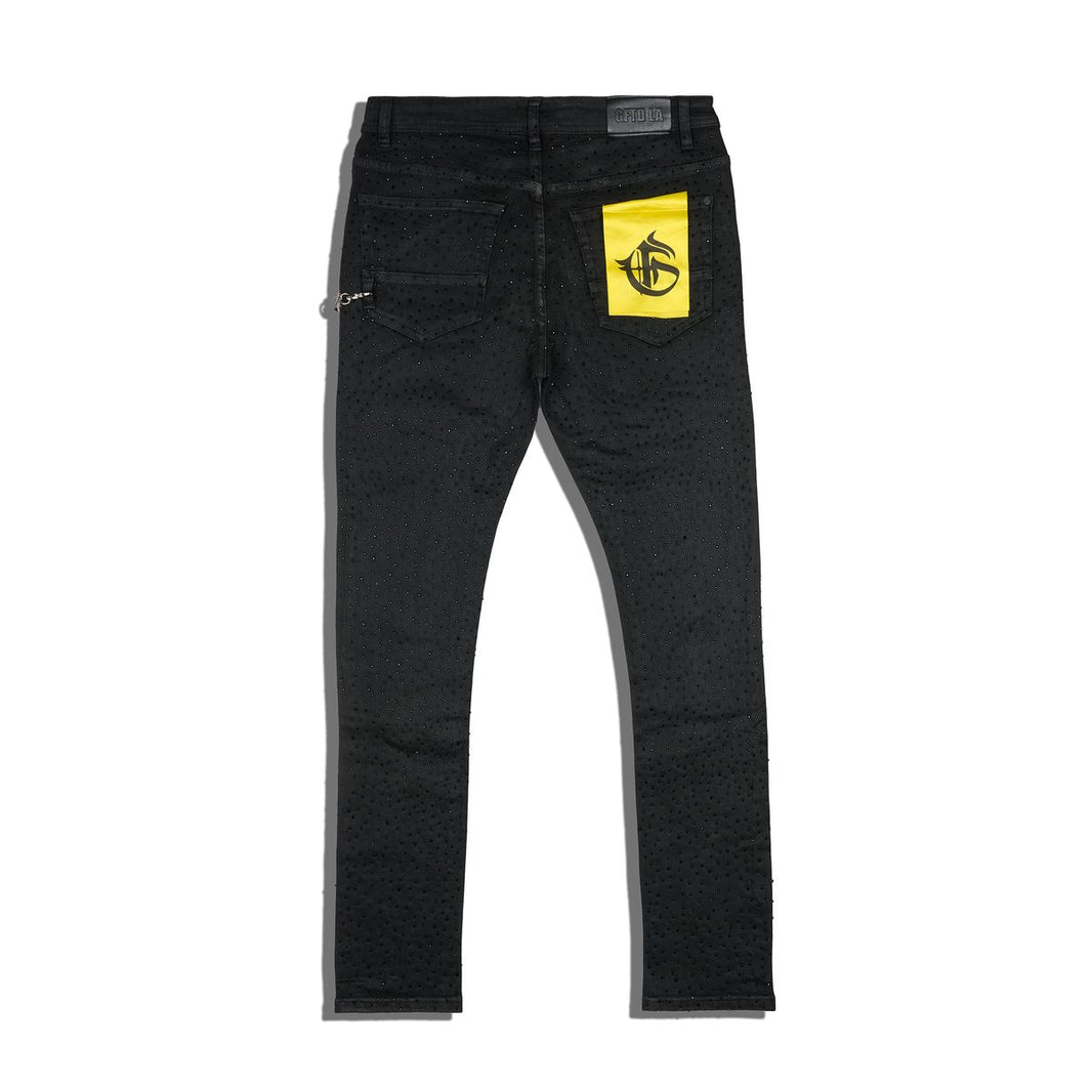 GFTD AMI BLACK Studded Jeans W Wallet Chain