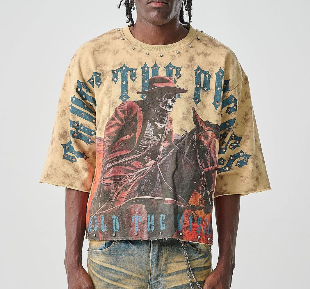 Taker CROPPED T-SHIRT WITH RHINESTONES