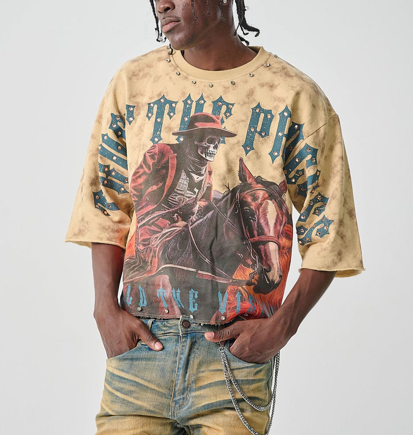 Taker CROPPED T-SHIRT WITH RHINESTONES