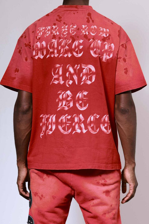 First Row WAKE UP AND BE FIERCE APPLIQUE TEE