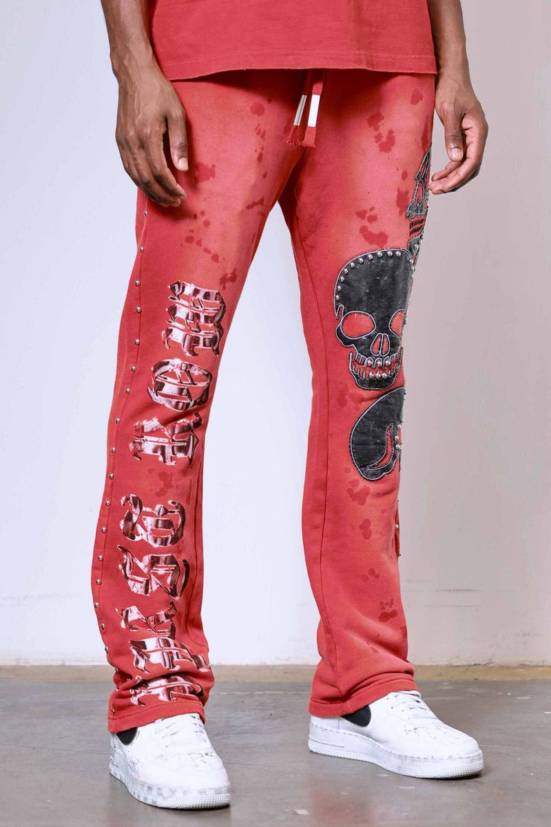 First Row WAKE UP AND BE FIERCE APPLIQUE STACK JOGGER