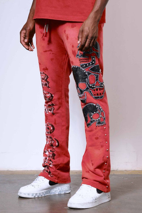 First Row WAKE UP AND BE FIERCE APPLIQUE STACK JOGGER