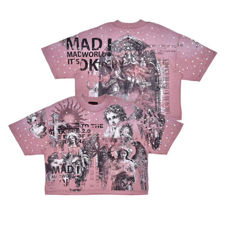 Rare Peace Washed Heavy Tee w/ All Over Rhinestones