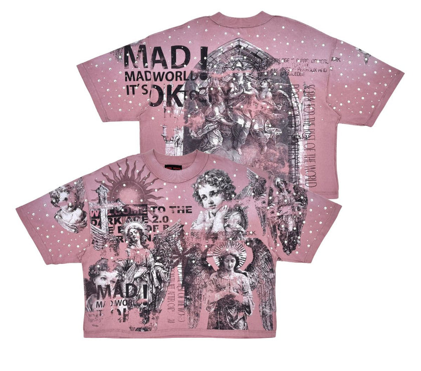 Rare Peace Washed Heavy Tee w/ All Over Rhinestones