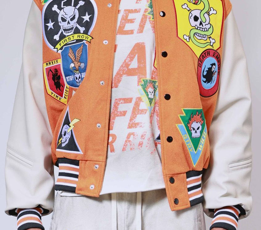 First Row LOGO ALLOVER VARSITY JACKET