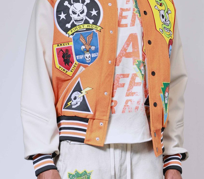 First Row LOGO ALLOVER VARSITY JACKET