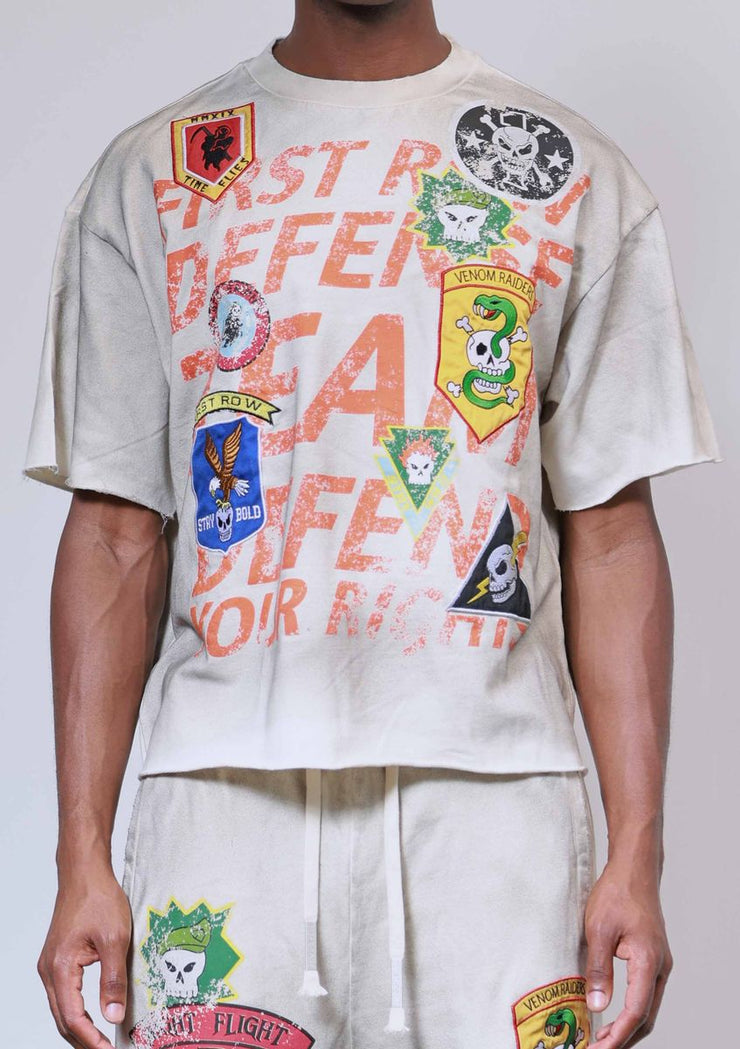 First Row LOGO ALLOVER CROP TEE