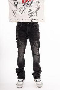 VICIOUS EMBELLISHED RHINESTONE FLARED DENIM