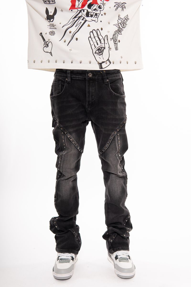 Vicious EMBELLISHED RHINESTONE FLARED DENIM