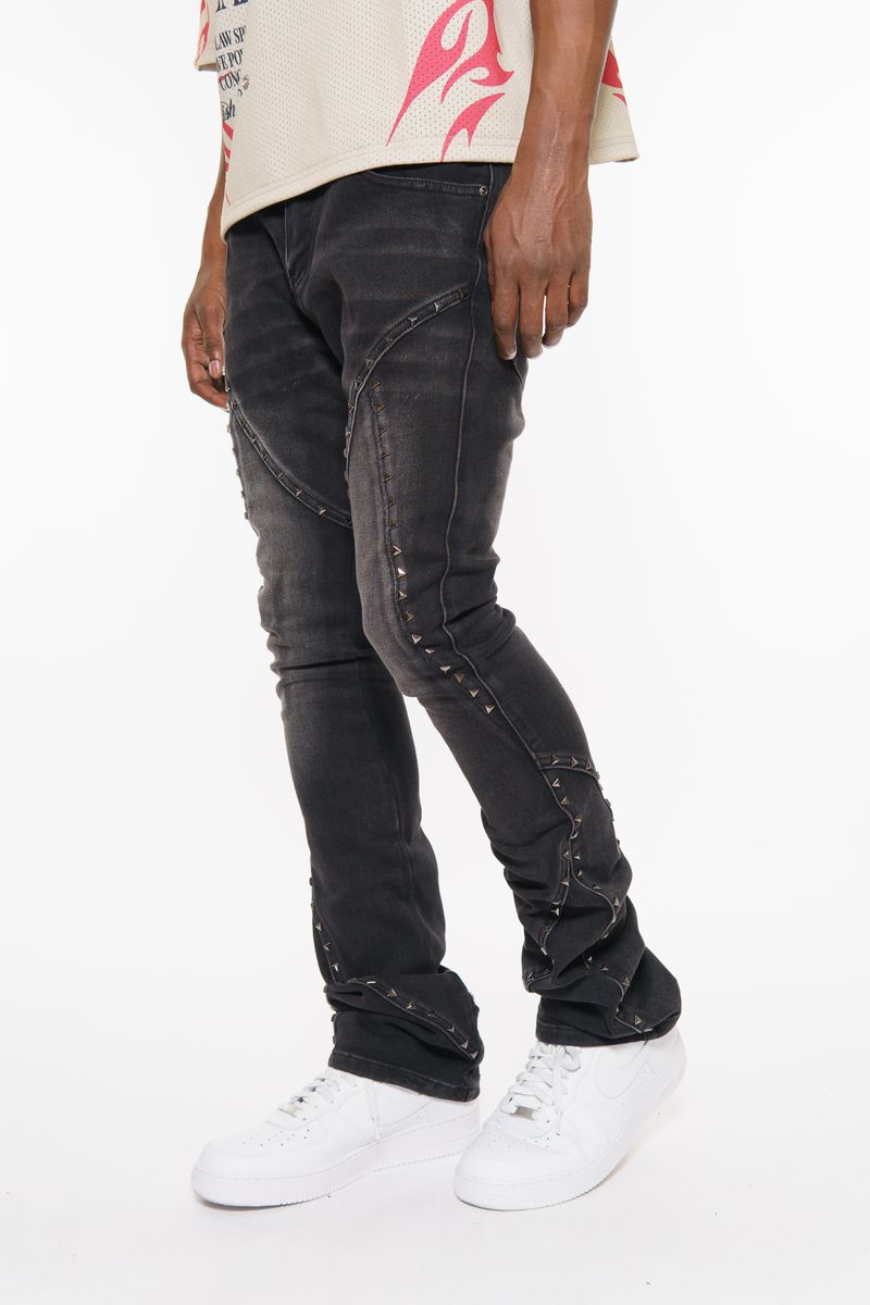VICIOUS EMBELLISHED RHINESTONE FLARED DENIM
