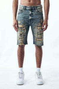 M. Society MEN'S RIP AND REPAIR JEAN SHORTS