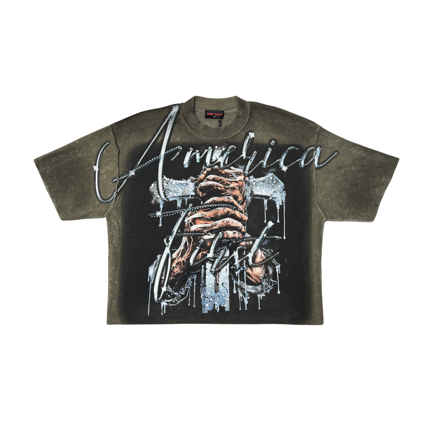 Rare Peace SWORD WAFFLE TEE W/ RHINESTONE DETAIL